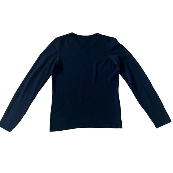 HENRI BENDEL Vintage Extra Fine Merino Wool Black V-Neck Sweater Classic Size M - Picture 11 of 13